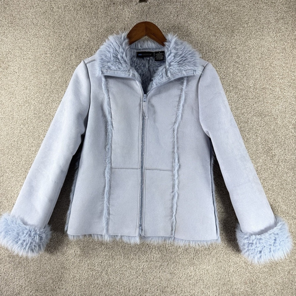 Y2K Faux Suede Jacket Sm Light Blue Lizzie McGuire Pheobe Friends *Flaws*